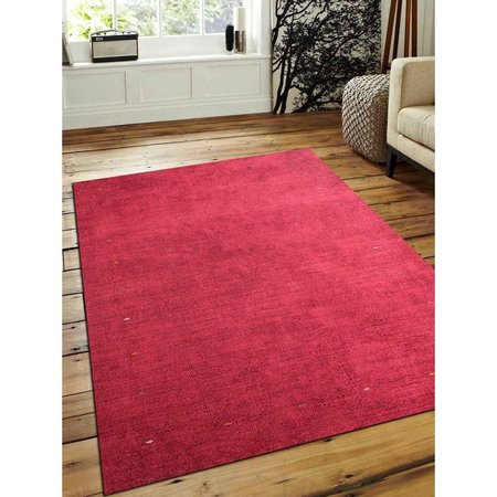 GLITZY RUGS 5 x 8 ft. Hand Knotted Gabbeh Silk Solid Rectangle Area RugRed UBSLS0101L0026A9